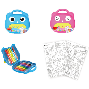 KIT DE MARCADORES Y CRAYONES INFANTILES KEYROAD JUNIOR, ESTUCHE RÍGIDO C/15 PIEZAS