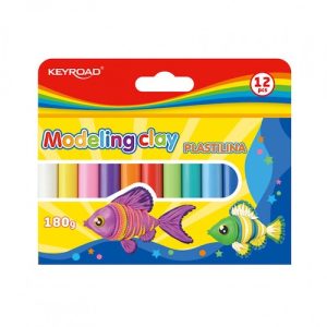 CAJA DE 12 PLASTILINAS INFANTILES KEYROAD, COLORES SURTIDOS, 180 GRS.