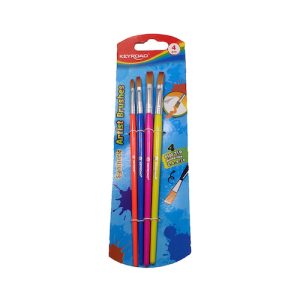 BLÍSTER CON 4 PINCELES SINTÉTICOS INFANTILES, PUNTA PLANA, KEYROAD