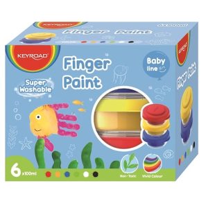 CAJA CON 6 FRASCOS DE 100ML DE DACTILOPINTURA KEYROAD