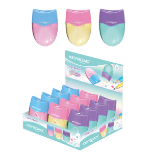 CAJA CON 12 SACAPUNTAS KEYROAD MELLOW PASTEL