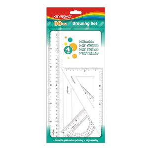 JUEGO DE GEOMETRÍA KEYROAD DRAWING SET, 4 PIEZAS, 30cms