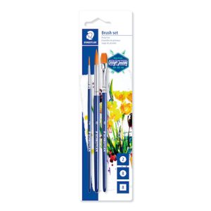 BLÍSTER C/3 PINCELES STAEDTLER 989, 2 PUNTA REDONDA, 1 PUNTA PLANA