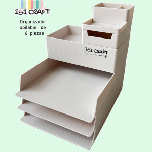 ORGANIZADOR PLÁSTICO APILABLE DE 6 PIEZAS IBI CRAFT, BLANCO