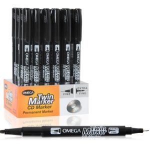 EXHIBIDOR CON 24 MARCADORES PERMANENTES OMEGA PARA CD CON 2 PUNTAS