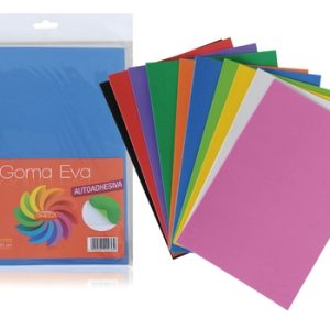 PAQUETE CON 10 HOJAS SURTIDAS DE GOMA EVA AUTOADHESIVA 20 X 30 CM