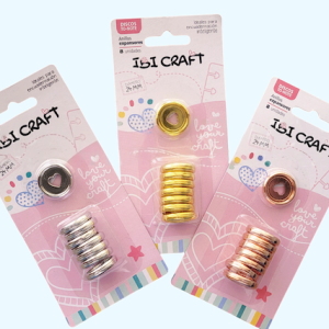 BLÍSTER C/8 ANILLOS DE ENCUADERNACIÓN EXPANDIBLE, 24mm, 120H.IBI CRAFT - CORAZÓN, 3 COLORES METAL