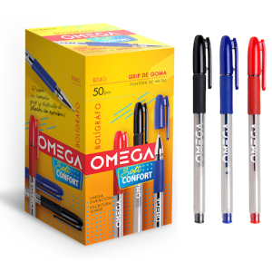 CAJA DE 50 BOLIGRAFOS OMEGA B04G CON GRIP DE GOMA