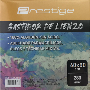 BASTIDOR LIENZO BLANCO PRESTIGE, 100% ALGODÓN, 280grs. LIBRE DE ÁCIDO, 60x80CMS