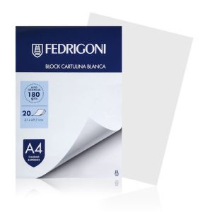BLOC A4 DE CARTULINA BLANCA FEDRIGONI. 20 HOJAS. 180 GRS.