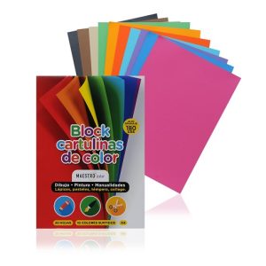 BLOC C/20 HOJAS DE CARTULINA COLOR MAESTRO A4, 180 GRS., SURTIDAS