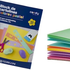BLOC C/24 HOJAS DE CARTULINA CANDY PLUS A4, 180 GRS., COLORES PASTEL