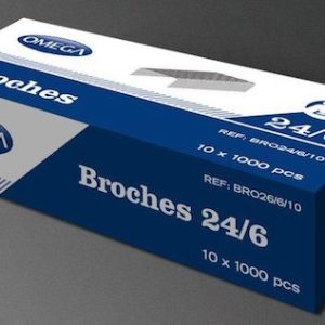 CAJÓN CON 500 CAJAS DE BROCHES OMEGA 24/6 DE 1000 UNIDADES