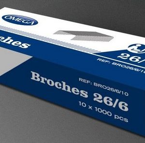 CAJA CON 10 CAJAS BROCHES OMEGA 26/6 DE 1000 UNIDADES