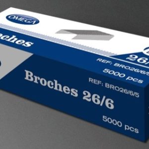 CAJÓN CON 100 CAJAS DE BROCHES OMEGA 26/6 DE 5000 UNIDADES