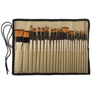 ESTUCHE ENROLLABLE DE 24 PINCELES ARTÍSCOS PRESTIGE "PREMIUM", SURT., SINTÉTICOS, C.CORTO, MULTITÉC.
