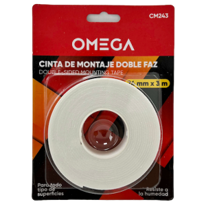 CINTA DE MONTAJE DOBLE FAZ OMEGA, ROLLO DE 24mm x 3m