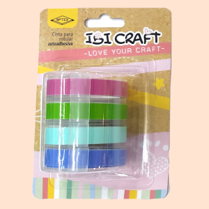 BLÍSTER C/4 CINTAS AUTOADHESIVAS MOTEX P/ROTULADORA, 9MMx3MTS - COL. PASTEL