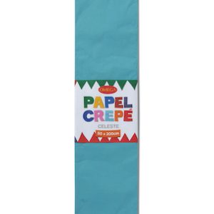 PAQUETE C/10 PLIEGOS DE PAPEL CREPÉ OMEGA. 50x200cm CELESTE-23