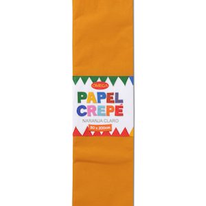 PAQUETE C/10 PLIEGOS DE PAPEL CREPÉ OMEGA. 50x200cm NARANJA CLARO-18