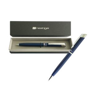 BOLÍGRAFO PRESTIGE, CUERPO AZUL, PUNTA RETRÁCTIL EN ESTUCHE