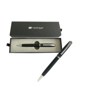 BOLÍGRAFO PRESTIGE, CUERPO NEGRO, PUNTA C/TAPA EN ESTUCHE