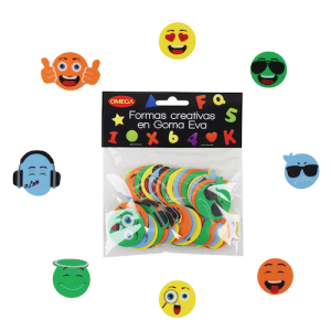 BOLSA C/36 EMOJIS AUTOADHESIVOS DE GOMA EVA OMEGA