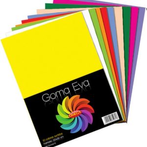 PAQUETE CON 10 HOJAS SURTIDAS DE GOMA EVA 20 X 30 CM
