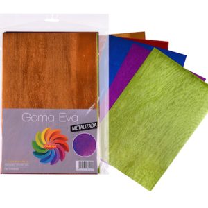 PAQUETE CON 5 HOJAS SURTIDAS DE GOMA EVA OMEGA METALICA