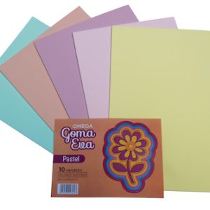 PAQUETE CON 10 HOJAS SURTIDAS DE GOMA EVA COLOR PASTEL 20 X 30 CM