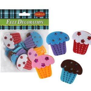 BOLSA C/12 CUPCAKES AUTOADHESIVOS OMEGA EN FIELTRO