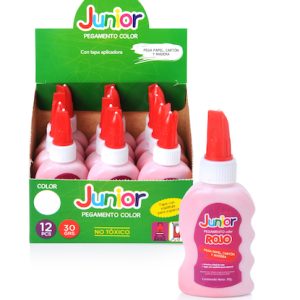 EXHIBIDOR CON 12 UNID. COLA VINÍLICA JUNIOR DE COLOR, 30 grs