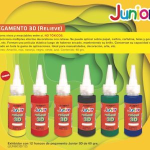 CAJA 12 UNIDADES DE PEGAMENTO ACRÍLICO JUNIOR CON RELIEVE