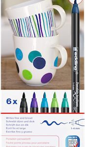 CAJA CON 6 MARCADORES EDDING PARA PORCELANA. COLORES FRÍOS