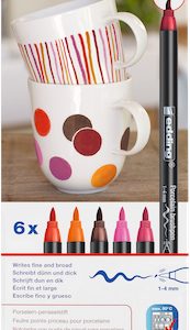CAJA CON 6 MARCADORES EDDING PARA PORCELANA. COLORES CÁLIDOS