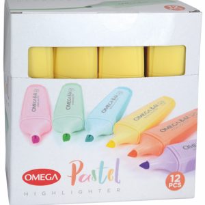 CAJA CON 12 RESALTADORES OMEGA COLORES PASTEL