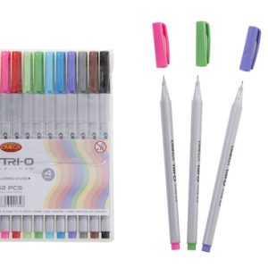 ESTUCHE CON 12 COLORES FINELINER OMEGA TRI-O 0.4 MM