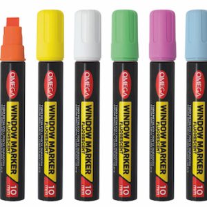 MARCADOR DE VIDRIO/PIZARRA OMEGA PUNTA BISELADA 10 mm