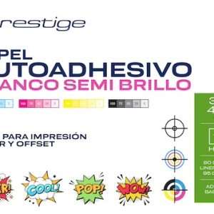 PAQ. 100H. PAPEL AUTOADH. SEMI BRILLO, 33x48.2cm, 80grs., LINER 95g