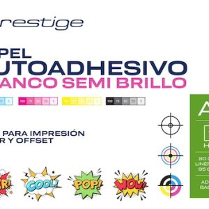 PAQ. 100H. PAPEL AUTOADH. SEMI BRILLO PRESTIGE, A3, 80grs., LINER 95g