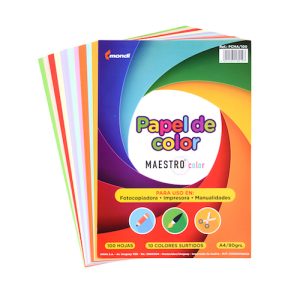 SOBRE C/100 HOJAS DE PAPEL DE COLOR MAESTRO, A4, 80 GRS.