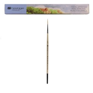 CAJA C/12 PINCELES ARTÍSTICOS PRESTIGE "PREMIUM", SINTÉTICO, CABO CORTO, DELINEADOR, #2/0