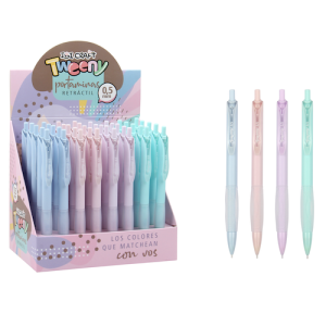 EXHIBIDOR CON 40 PORTAMINAS IBI CRAFT TWEENY 01, CUERPO PASTEL CON GRIP, 0.5mm
