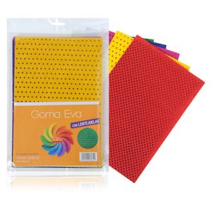 PAQUETE CON 5 HOJAS SURTIDAS DE GOMA EVA OMEGA CON LENTEJUELAS