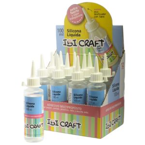 CAJA CON 12 UNIDADES DE SILICONA LÍQUIDA IBI CRAFT FRASCO 100 ML.