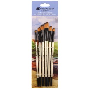 SET DE 6 PINCELES ARTÍSCOS PRESTIGE "PREMIUM", SINTÉTICOS, CABO CORTO, MULTITÉCNICA
