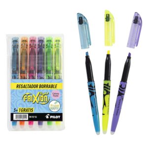 ESTUCHE PILOT FRIXION LIGHT, C/6 RESALTADORES COLORES CLÁSICOS