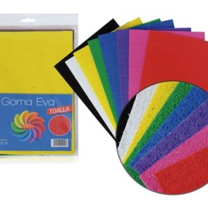 PAQUETE CON 8 HOJAS SURTIDAS DE GOMA EVA TOALLA 20 X 30 CM