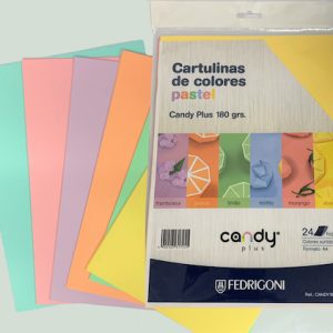 SOBRE C/24 HOJAS DE CARTULINA CANDY PLUS A4, 180 GRS., COLORES PASTEL